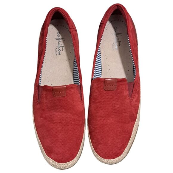 Clark's Collection Ultimate Comfort Espadrille Leather Suede Slip On Shoes Sz 9 - Picture 9 of 17